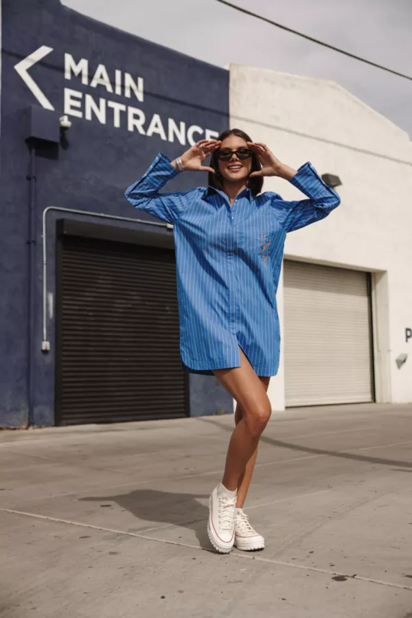 ROBE CHEMISE LOOSE RESTINE BOYFRIEND GRANADA SKY