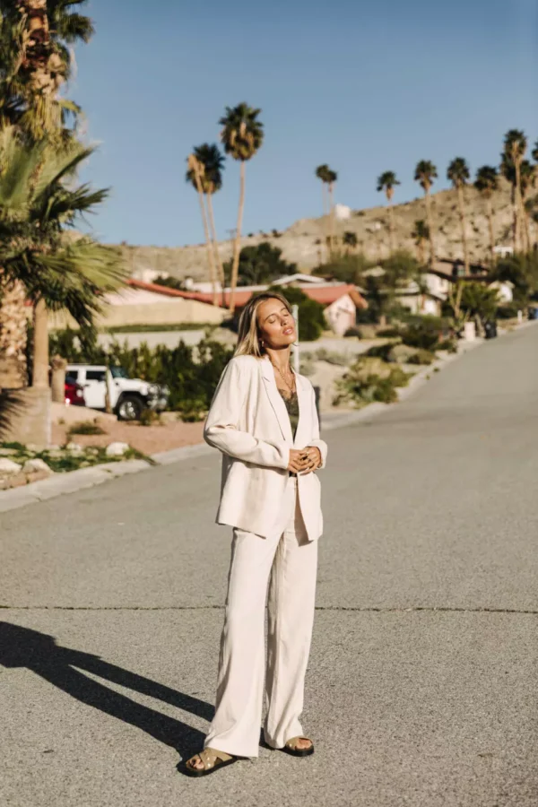 PANTALON AGATHA PLAIN LINEN SIMPLY TAUPE