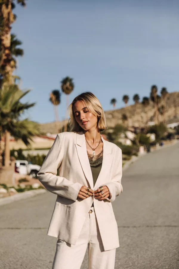 VESTE BERNIE PLAIN LINEN SIMPLY TAUPE